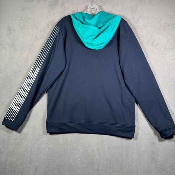 Nike Training Hoodie Mens S Blue Colorblock Graphic Arm Logo 1/4 Zip Sweatshirt - Picture 2 of 10